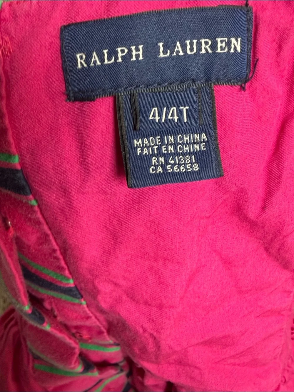 Polo Ralph Lauren Girls Pink Navy Blue Striped A-Line Sleeveless Party Dress Fit